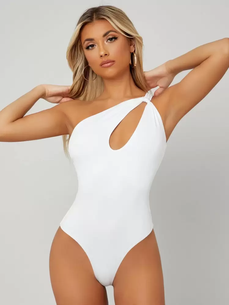 Silquee Cutout One-Shoulder Cheeky Bodysuit | SHEIN USA