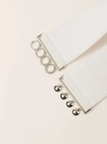 1pc Women Round Buckle Corset Belt Halloween Summer, School Fall, Autumn, Halloween - White - View 3