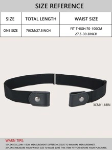 1pc Women No Buckle Elastic Casual Stretch Invisible Belt - Black - View 5