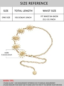 1pc Smile Face Sun Decor Waist Chain, Suitable For Women, European And American Style Vacation - Gold - View 5