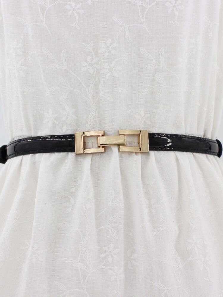 1pc Thin Geo Buckle Skinny Belt Summer, School Fall, Autumn, Halloween