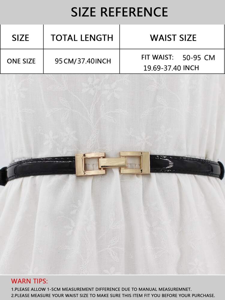 1pc Thin Geo Buckle Skinny Belt Summer, School Fall, Autumn, Halloween