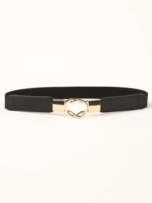 Geo Buckle Corset Belt - Black - View 1