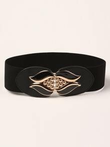 Metal Buckle Corset Belt - Black - View 1