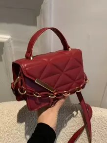 Túi đeo chéo Nữ Kẻ sọc Có thể điều chỉnh được Chuỗi Tay cầm Top Thanh lịch - Đỏ - Xem 1