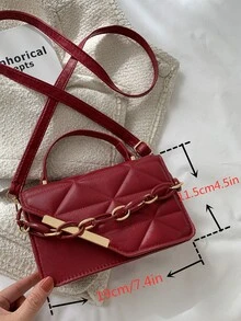 Túi đeo chéo Nữ Kẻ sọc Có thể điều chỉnh được Chuỗi Tay cầm Top Thanh lịch - Đỏ - Xem 5