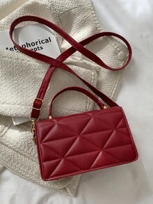 Túi đeo chéo Nữ Kẻ sọc Có thể điều chỉnh được Chuỗi Tay cầm Top Thanh lịch - Đỏ - Xem 6