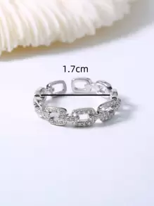 Nooxian Anneau de chaîne avec décoration de strass - Argent - Voir 4