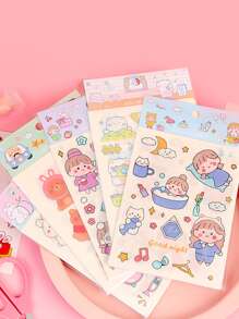 4 piezas Pegatina con estampado de dibujos animados al azar - Multicolor - Ver 4