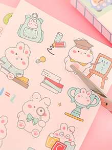 4 piezas Pegatina con estampado de dibujos animados al azar - Multicolor - Ver 6
