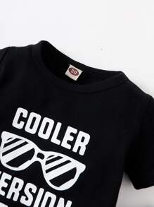 Baby Boy Slogan And Glasses Print Tee & Ripped Jeans