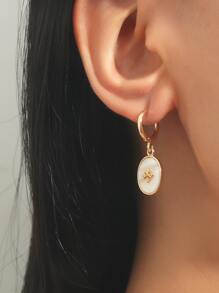 Oval Drop Earrings - Multicolor - View 1