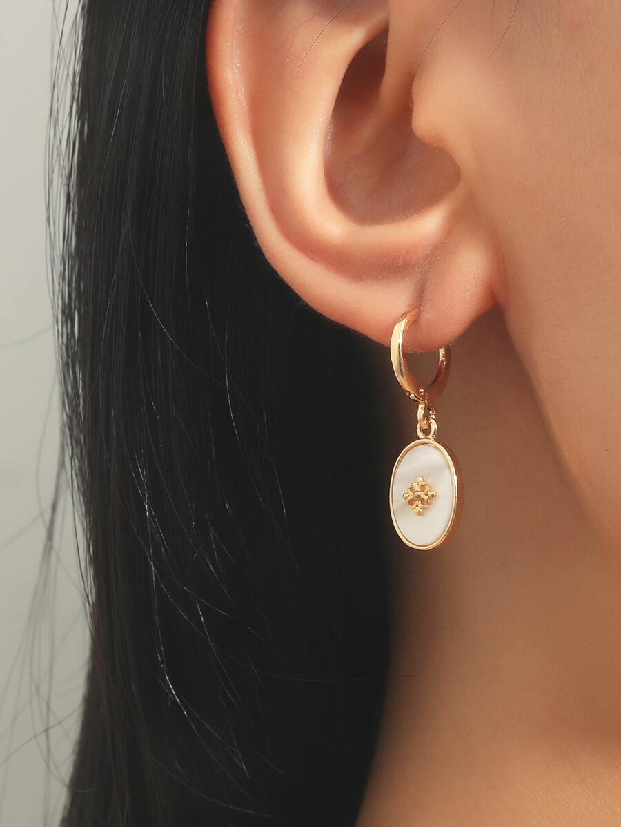 Oval Drop Earrings - Multicolor - View 1