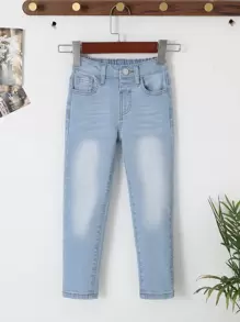 Young Girl Slant Pocket Jeans - Light Wash - View 1