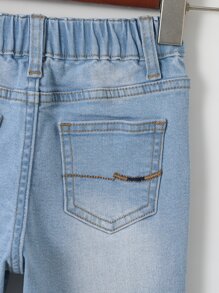 Young Girl Slant Pocket Jeans - Light Wash - View 4