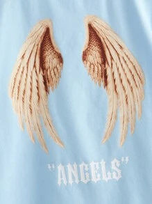 SHEIN Tween Boy Wing & Letter Graphic Tee - Baby Blue - View 4