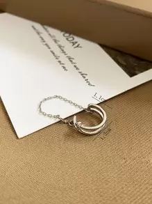 1pc Cubic Zirconia & Chain Decor Ear Cuff Copper Jewelry