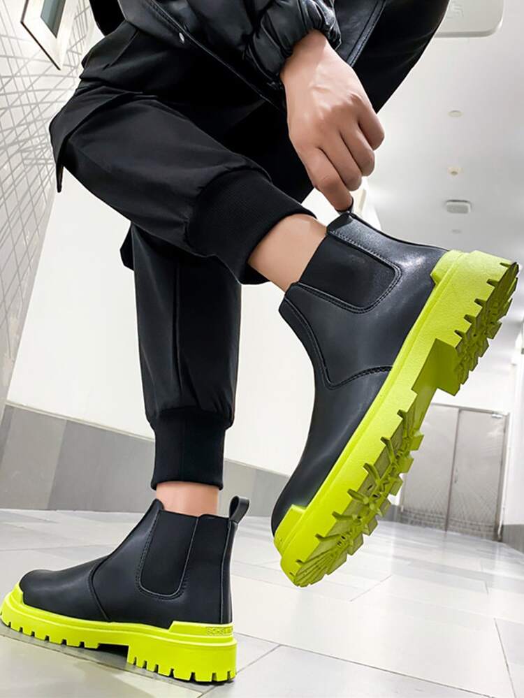 Men Minimalist Slip On Chelsea Boots - Black - View 2