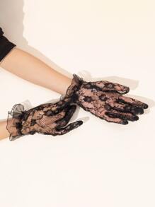 Găng tay ren hoa văn - màu đen - Xem 2