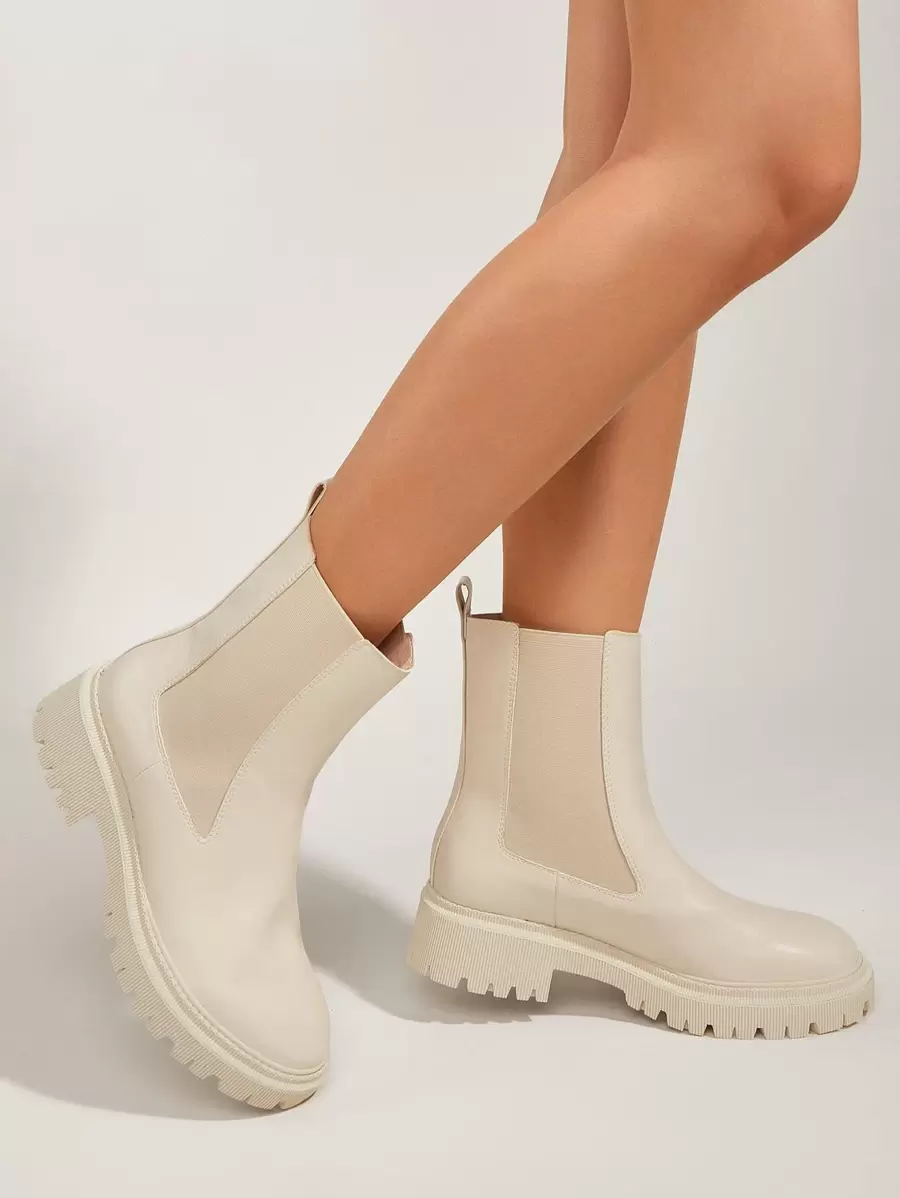 Minimalist Chelsea Boots - Beige - View 1
