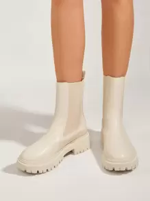 Minimalist Chelsea Boots - Beige - View 3
