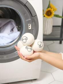 2pcs Sheep Print Laundry Ball - Black and White - View 1