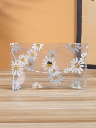 Clear Flower Graphic Lightweight Portable Card ID Card White-Collar Workers For Female For Holiday For Anniversary For Birthday Gift Accessories Gift Hibiscus Back To School Supplies Card Holder Wallet Business Card Holder Credit Card Holder Women For Women Wallet Mini Wallet Purse Wallet Card Wallet