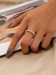 Nooxian Rhinestone Decor Ring - Yellow Gold - View 2