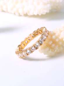 Nooxian Rhinestone Decor Ring - Yellow Gold - View 3