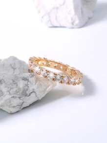 Nooxian Rhinestone Decor Ring - Yellow Gold - View 4