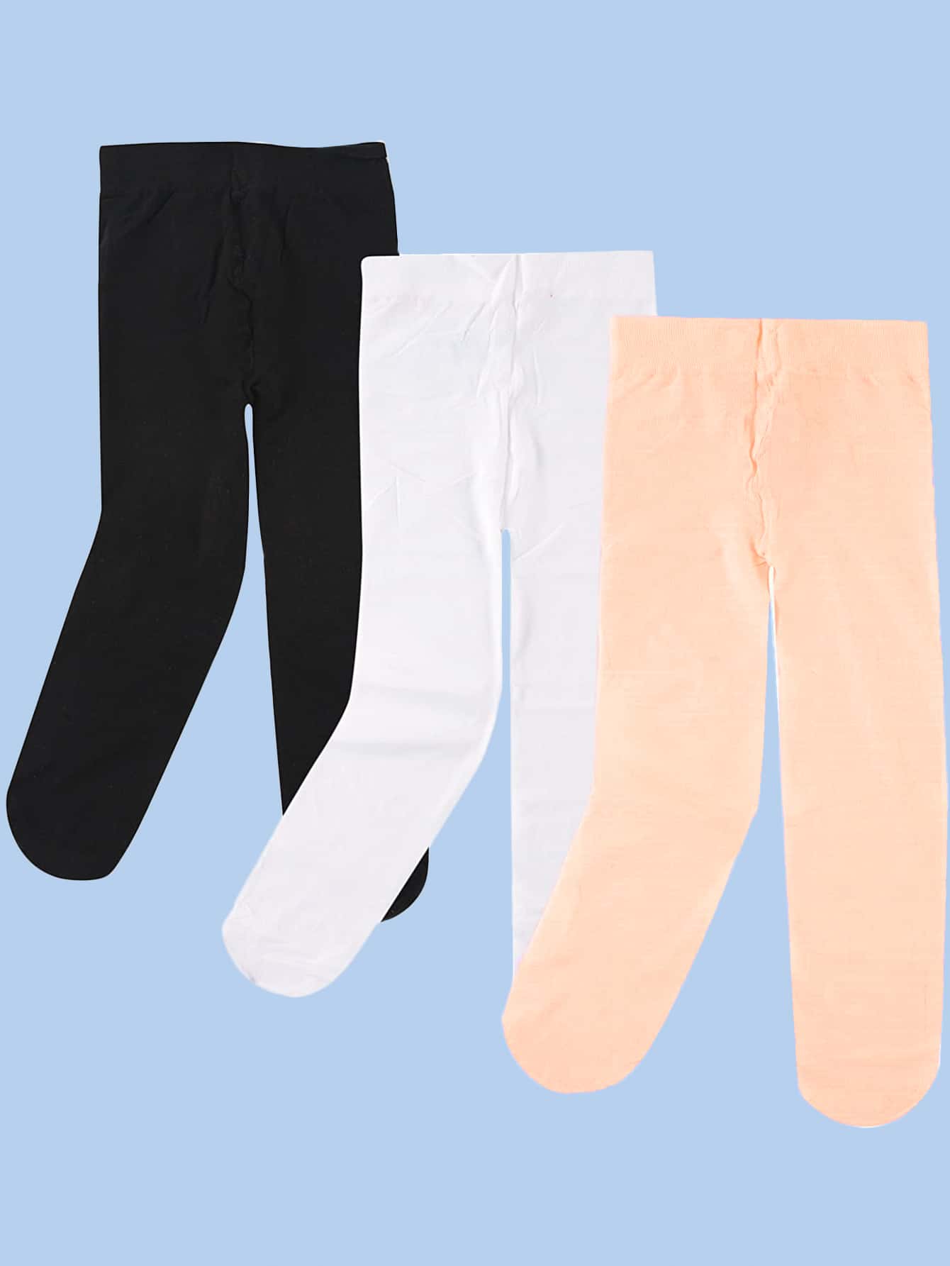 小女童3雙素色褲襪 - 彩色 - 查看 1