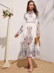 Mulvari Paisley Print Shirt Dress - Multicolor - View 1