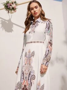 Mulvari Paisley Print Shirt Dress - Multicolor - View 4