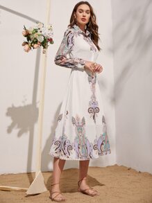 Mulvari Paisley Print Shirt Dress - Multicolor - View 5