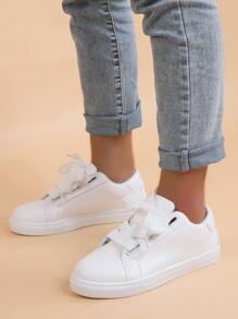 Lace-up Front Skate Shoes - White - View 7