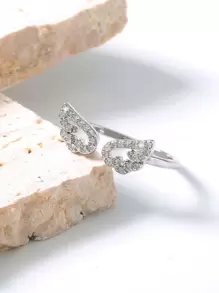 Nooxian Cubic Zirconia Wings Decor Ring - Silver - View 1