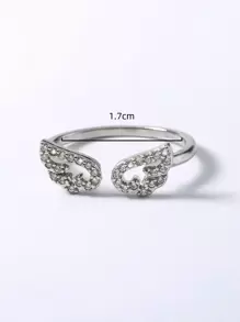 Nooxian Cubic Zirconia Wings Decor Ring - Silver - View 5