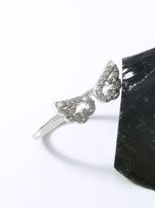 Nooxian Cubic Zirconia Wings Decor Ring - Silver - View 4