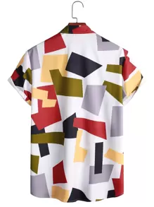 Manfinity RSRT Áo sơ mi Nam Nút phía trước Hình học Giải trí - Nhiều màu - Xem 2