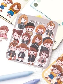 40pcs Cartoon Girl Print Random Sticker - Multicolor - View 4