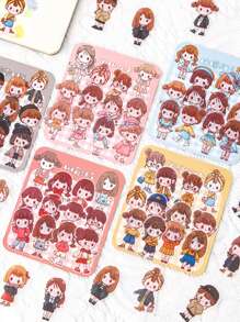 40pcs Cartoon Girl Print Random Sticker - Multicolor - View 6