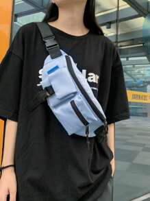 Buckle & Knot Decor Fanny Pack - Màu xanh lam - Xem 1