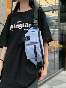 Buckle & Knot Decor Fanny Pack - Màu xanh lam - Xem 4