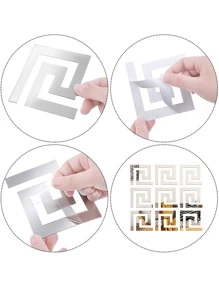 12 件螺旋图案镜面墙贴，自粘可移除 DIY 装饰，金色/银色/黑色，奢华风格 DIY 壁纸，现代家居装饰 - 銀色 - 查看 6