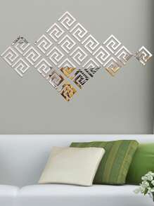 12 件螺旋图案镜面墙贴，自粘可移除 DIY 装饰，金色/银色/黑色，奢华风格 DIY 壁纸，现代家居装饰 - 銀色 - 查看 5