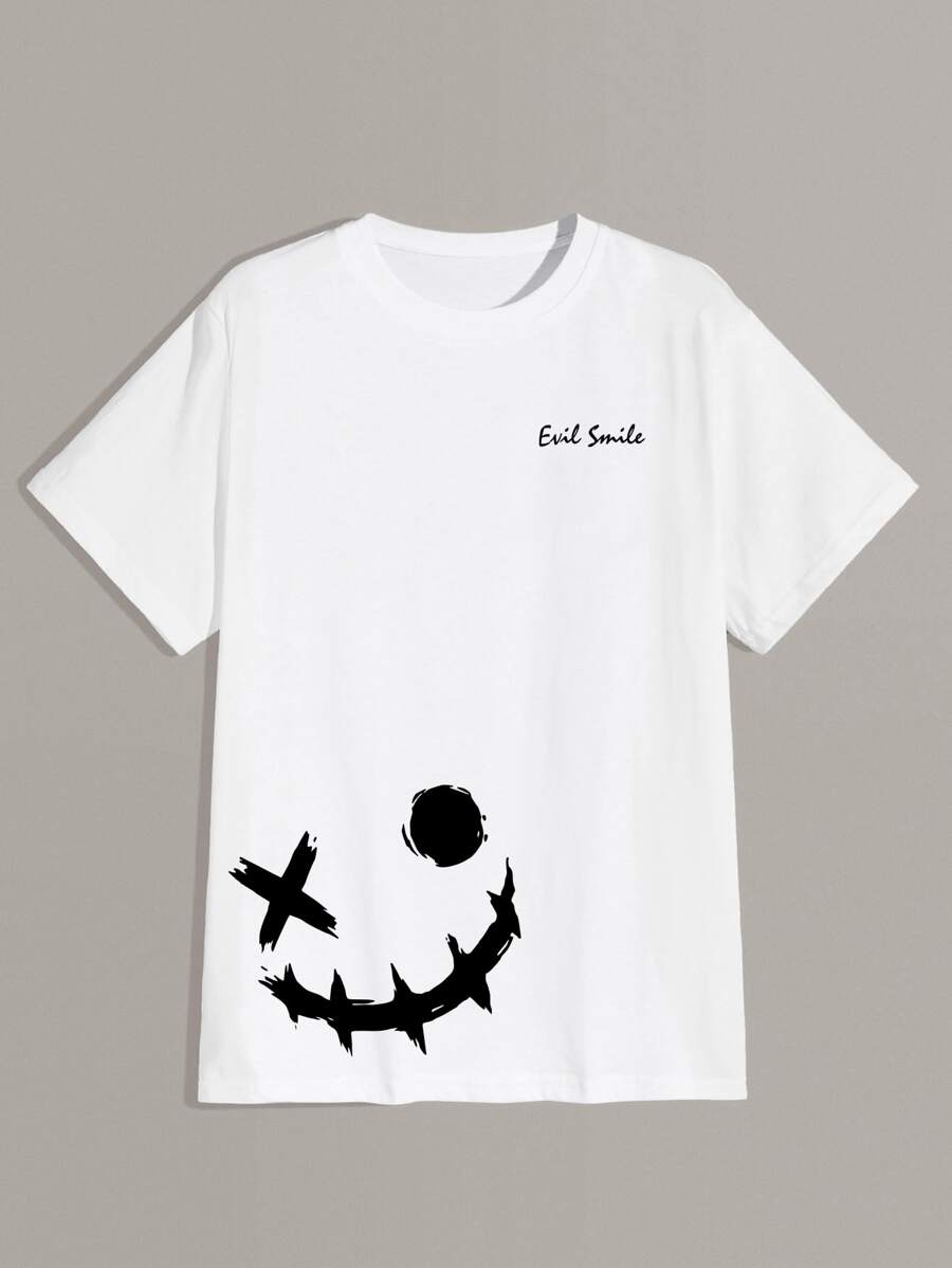 ROMWE MEN Tops Nam Hoạt hình Lá thư Sẵn sàng - trắng - Xem 1