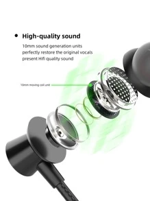 編織閃電有線入耳式耳機 - 黑色 - 查看 5