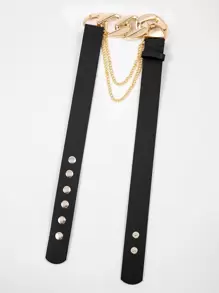 Cinturón decorativo con cadena elegante, apto para verano, escuela, otoño y Halloween - Negro - Ver 2