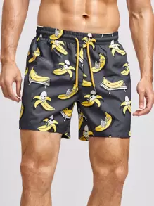 Manfinity RebelGame 男士卡通圖案腰部抽繩短褲 - 彩色 - 查看 1