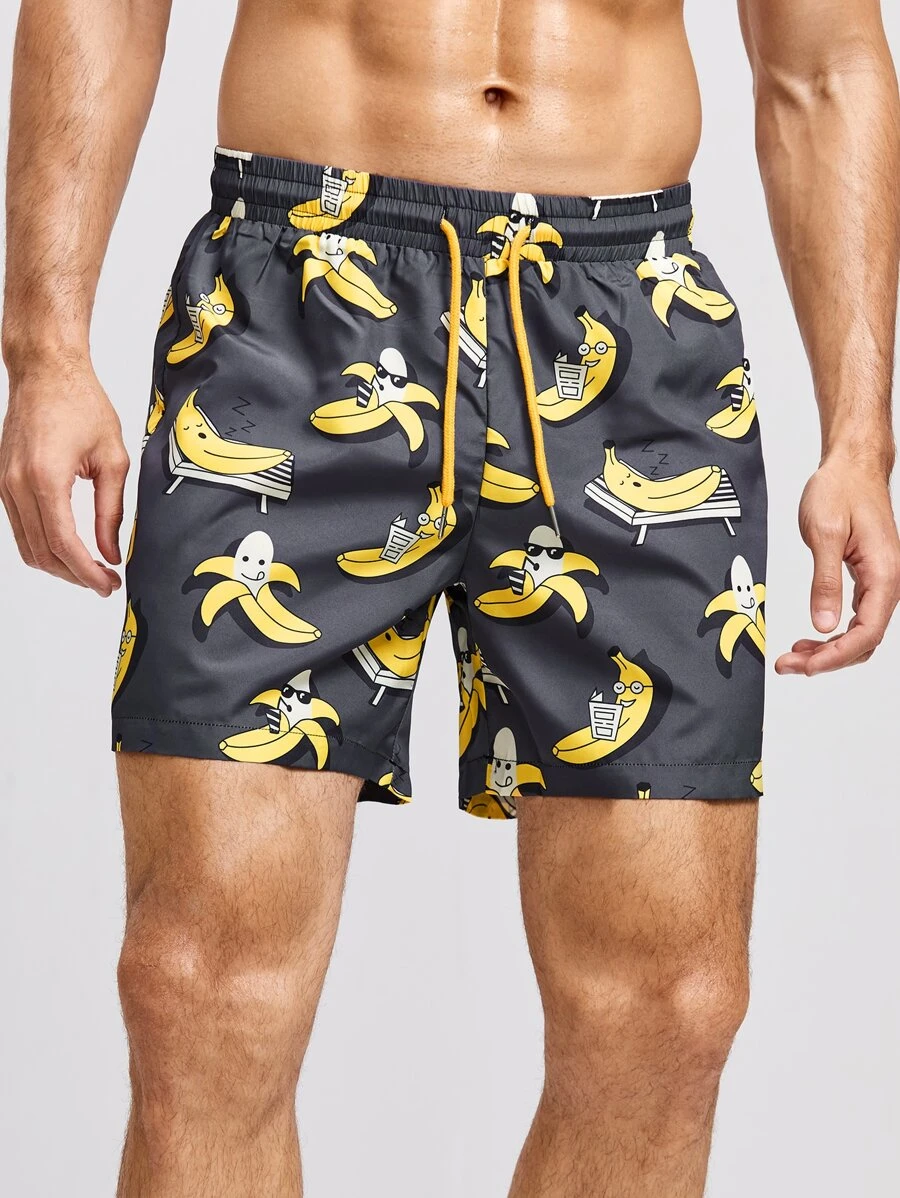 Manfinity RebelGame 男士卡通圖案腰部抽繩短褲 - 彩色 - 查看 1